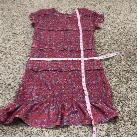 Free People Bodycon Dress Size Small Dark Mauve Pink Shirred Floral Ruffle - Picture 6 of 8